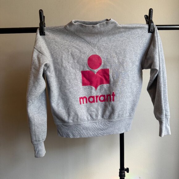 Etoile Isabel Marant Graphic Print Mock Neck Sweater Grey & Pink - Picture 6 of 6